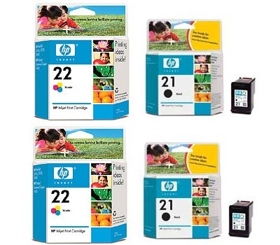 Pack 4 Cartouches HP C9351AE N° 21 et HP C9352AE N° 22 